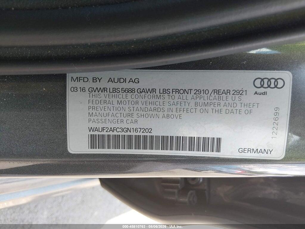 WAUF2AFC3GN167202 2016 AUDI S6 photo no. 9