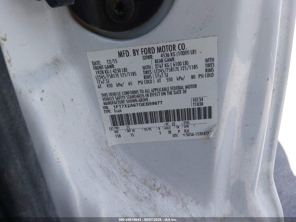 1FT7X2A67GEB59877 2016 FORD F-250 photo no. 9
