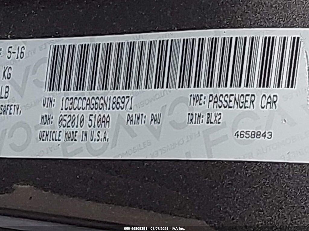 1C3CCCAG6GN186971 2016 CHRYSLER 200 photo no. 9