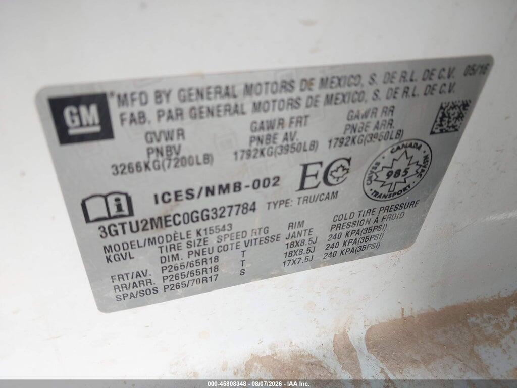 3GTU2MEC0GG327784 2016 GMC SIERRA 1500 photo no. 9