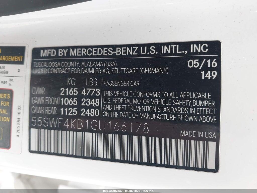 55SWF4KB1GU166178 2016 MERCEDES-BENZ C 300 photo no. 9
