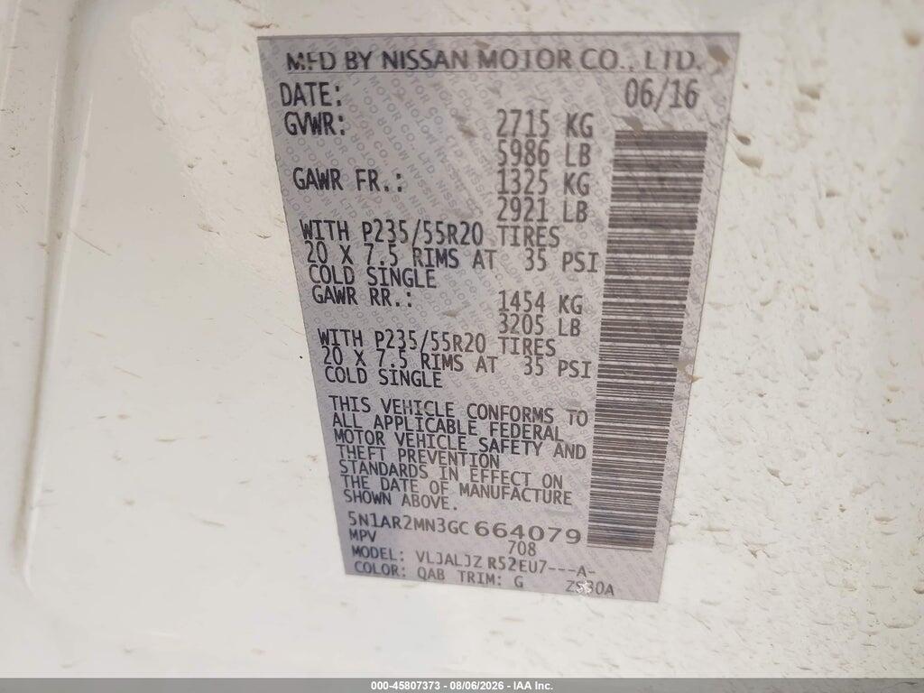 5N1AR2MN3GC664079 2016 NISSAN PATHFINDER photo no. 9