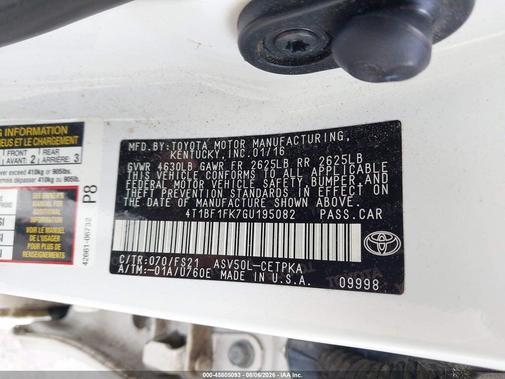 4T1BF1FK7GU195082 2016 TOYOTA CAMRY photo no. 9