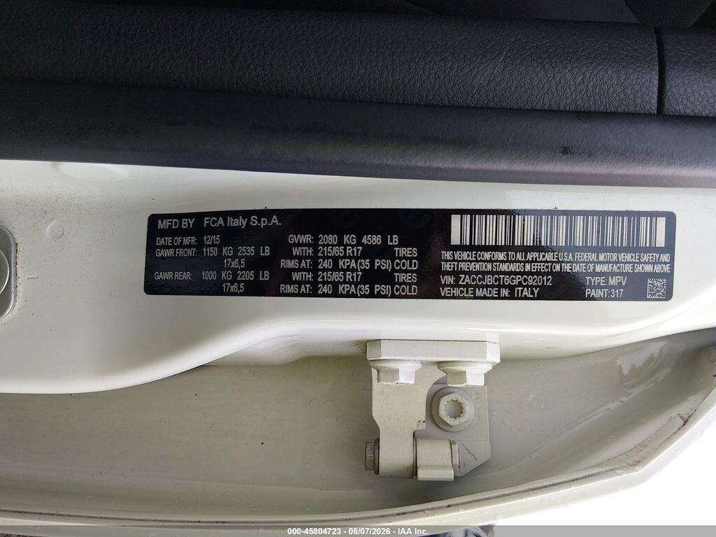 ZACCJBCT6GPC92012 2016 JEEP RENEGADE photo no. 9