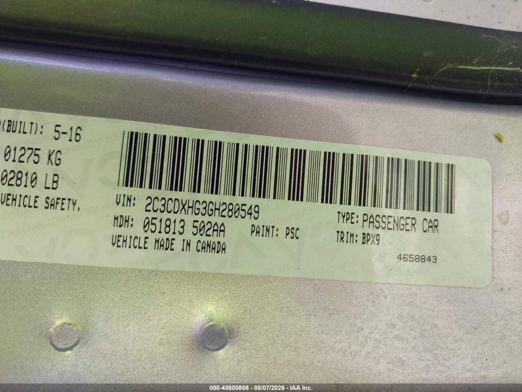 2C3CDXHG3GH280549 2016 DODGE CHARGER photo no. 9