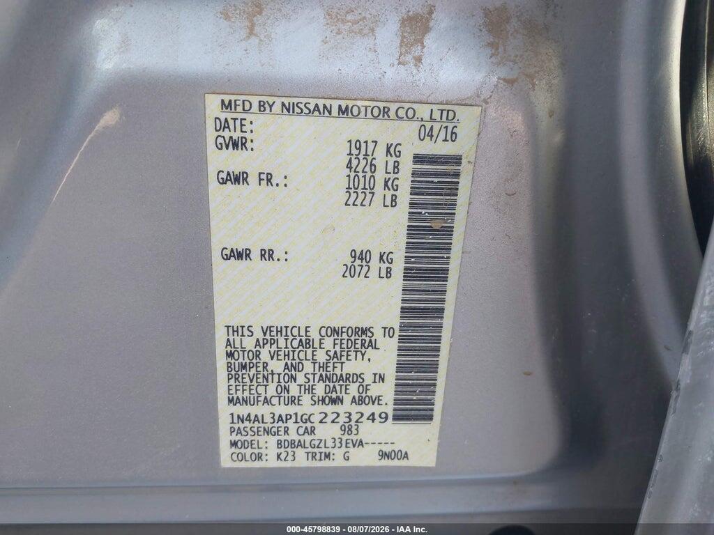 1N4AL3AP1GC223249 2016 NISSAN ALTIMA photo no. 9