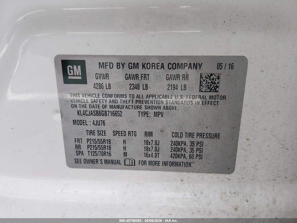 KL4CJASB6GB716652 2016 BUICK ENCORE photo no. 9