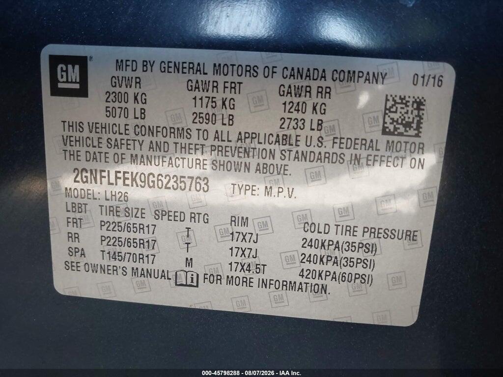 2GNFLFEK9G6235763 2016 CHEVROLET EQUINOX photo no. 9