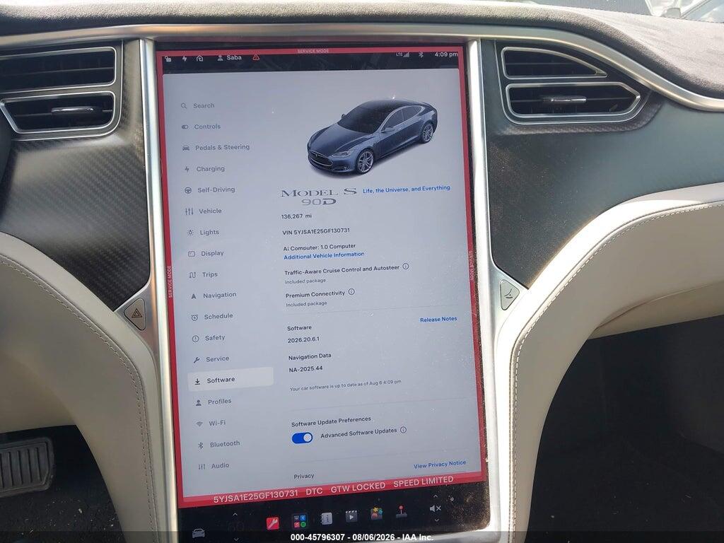 5YJSA1E25GF130731 2016 TESLA MODEL S photo no. 7