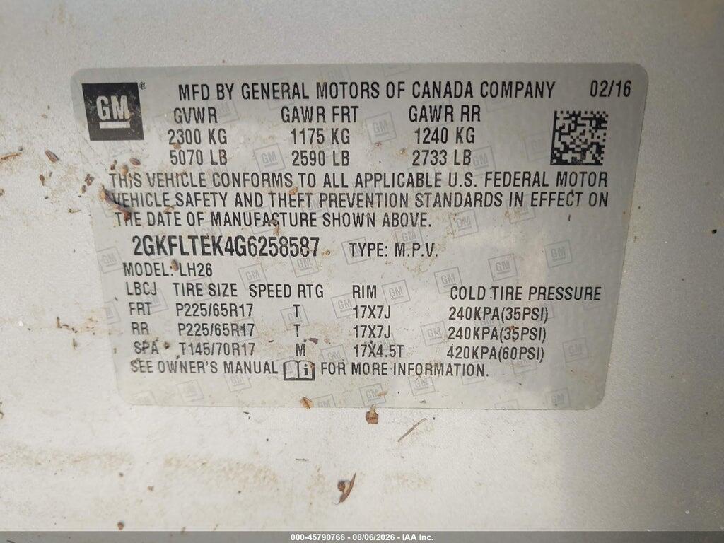 2GKFLTEK4G6258587 2016 GMC TERRAIN photo no. 9