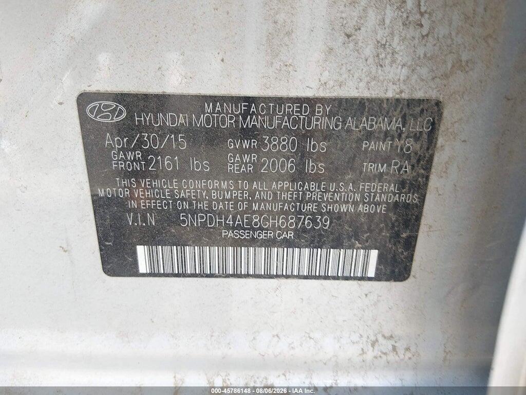 5NPDH4AE8GH687639 2016 HYUNDAI ELANTRA photo no. 9