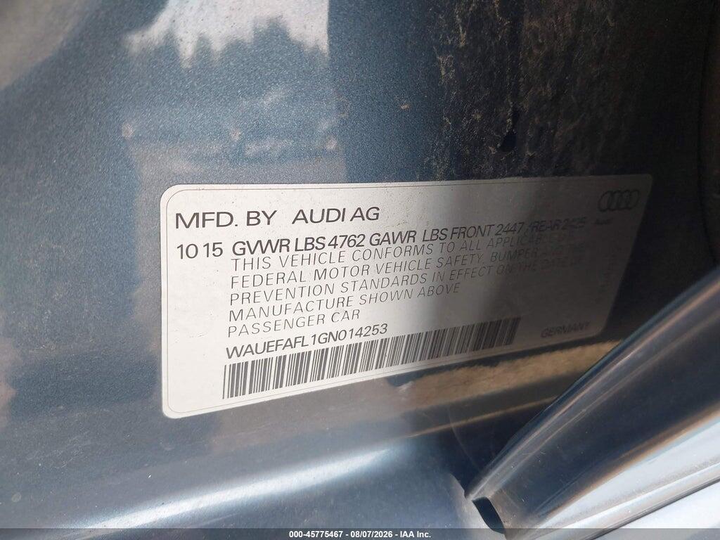 WAUEFAFL1GN014253 2016 AUDI A4 photo no. 9