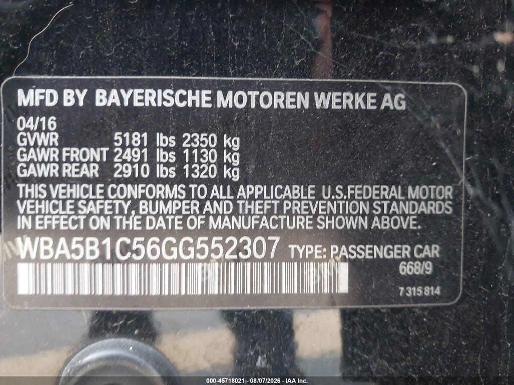 WBA5B1C56GG552307 2016 BMW 535I photo no. 9