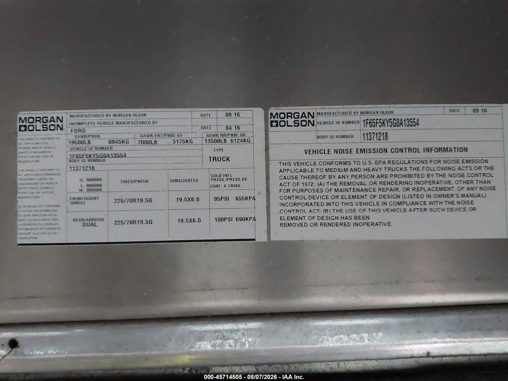1F65F5KY5G0A13554 2016 FORD F-59 COMMERCIAL STRIPPED photo no. 4