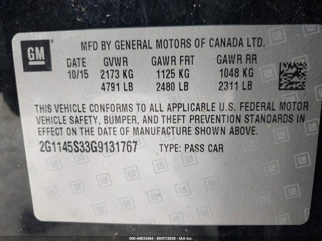 2G1145S33G9131767 2016 CHEVROLET IMPALA photo no. 9