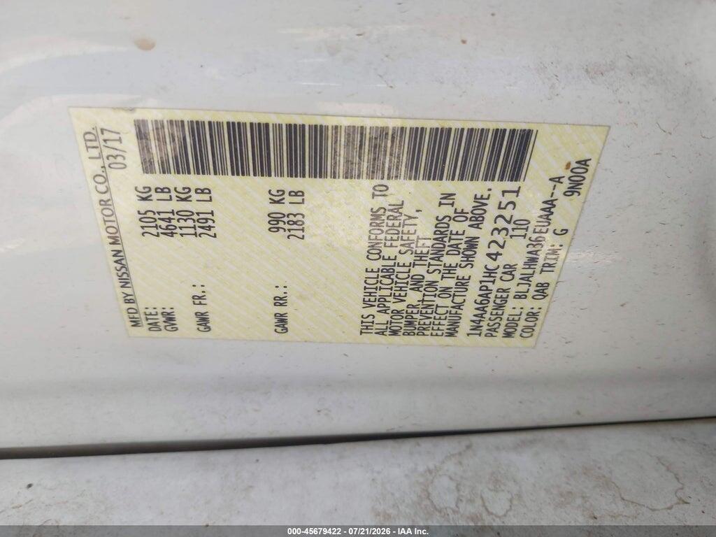 1N4AA6AP1HC423251 2017 NISSAN MAXIMA photo no. 9
