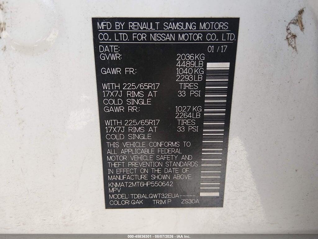 KNMAT2MT6HP550642 2017 NISSAN ROGUE photo no. 9