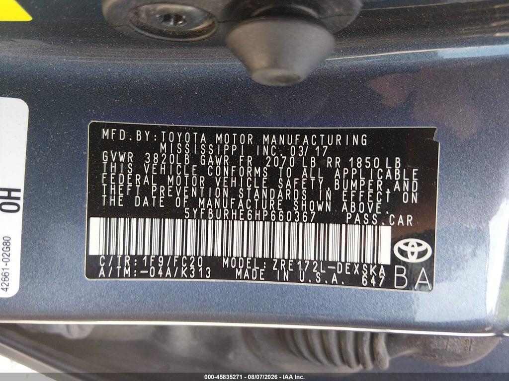 5YFBURHE6HP660367 2017 TOYOTA COROLLA photo no. 9