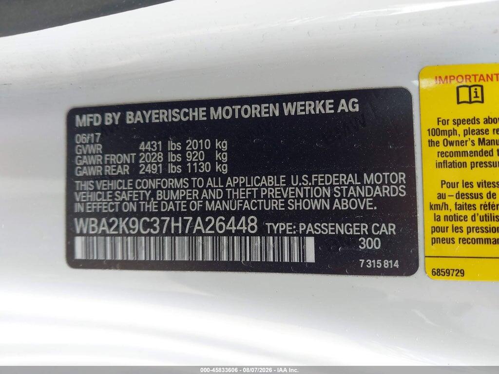 WBA2K9C37H7A26448 2017 BMW 230I photo no. 9