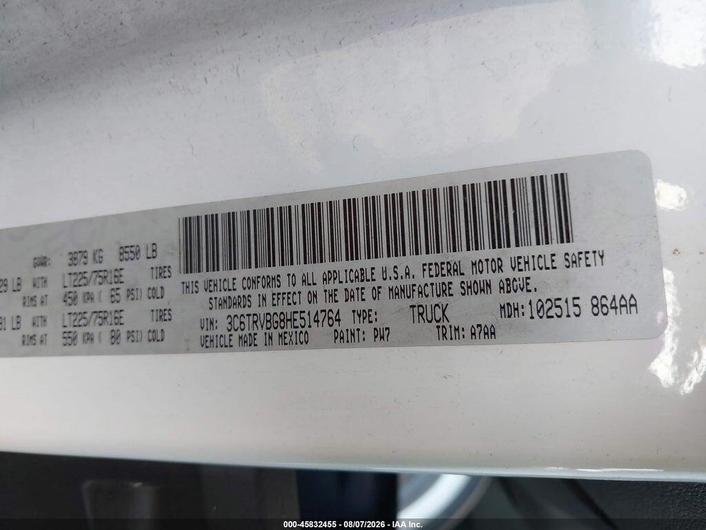 3C6TRVBG8HE514764 2017 RAM PROMASTER 1500 photo no. 9
