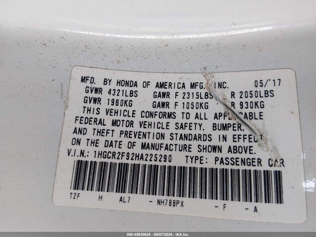 1HGCR2F92HA225290 2017 HONDA ACCORD photo no. 9