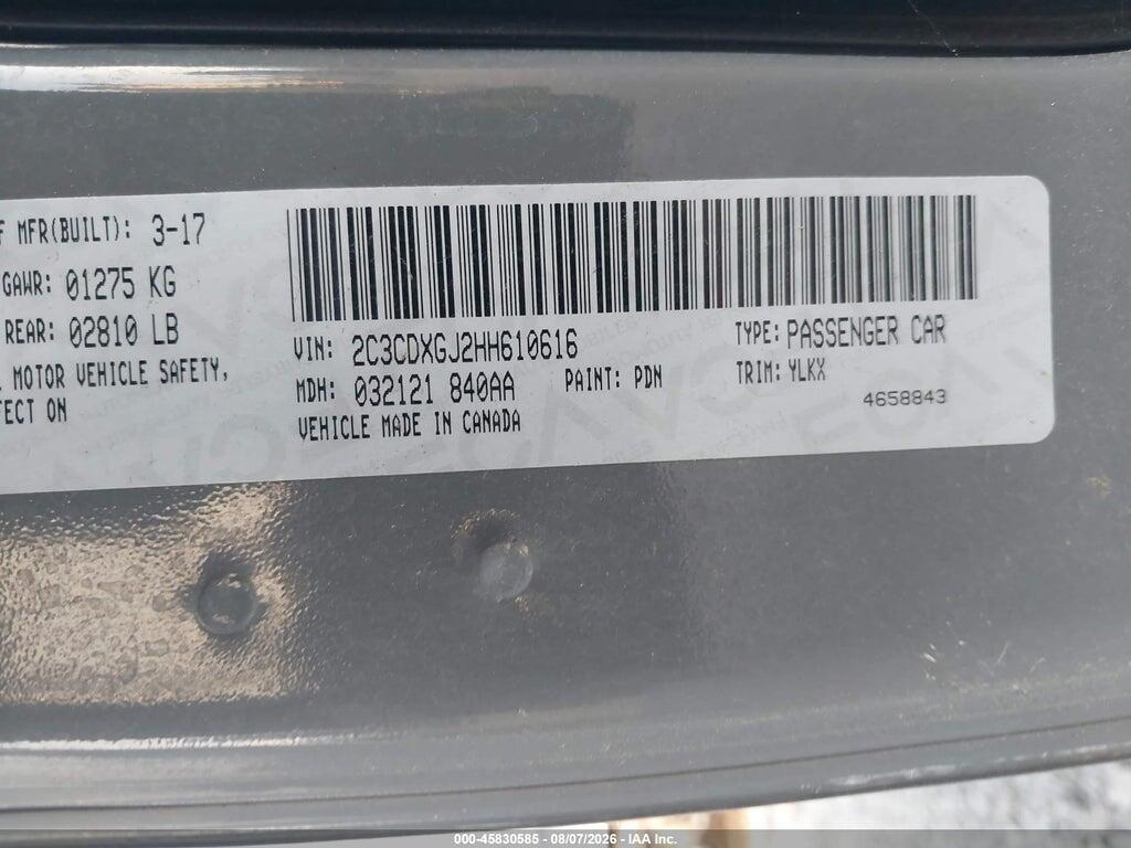 2C3CDXGJ2HH610616 2017 DODGE CHARGER photo no. 9