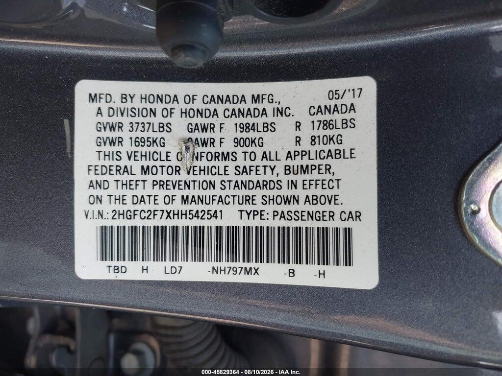 2HGFC2F7XHH542541 2017 HONDA CIVIC photo no. 9