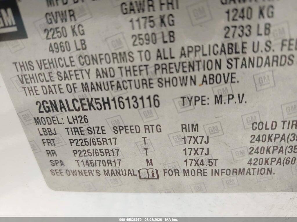 2GNALCEK5H1613116 2017 CHEVROLET EQUINOX photo no. 9
