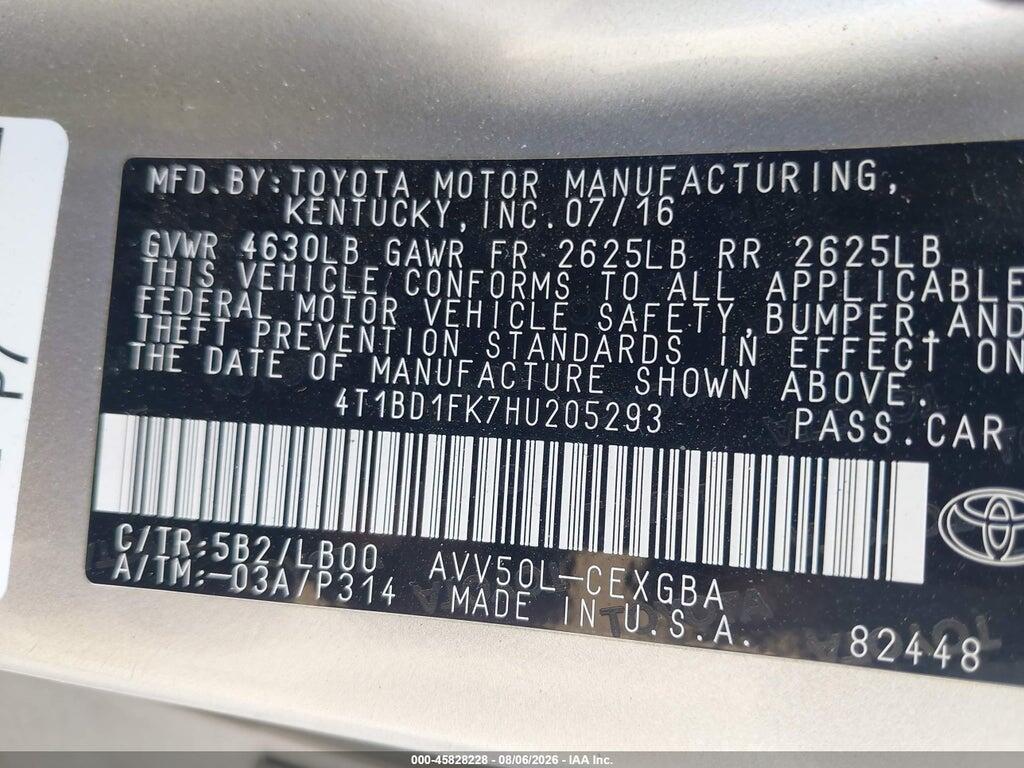 4T1BD1FK7HU205293 2017 TOYOTA CAMRY HYBRID photo no. 9