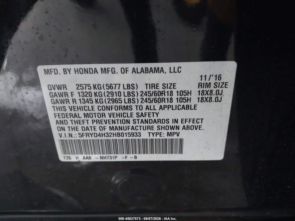 5FRYD4H32HB015933 2017 ACURA MDX photo no. 9
