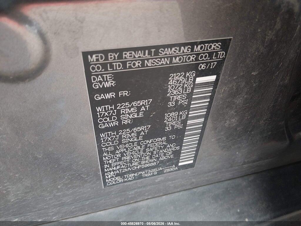 KNMAT2MV0HP596887 2017 NISSAN ROGUE photo no. 9
