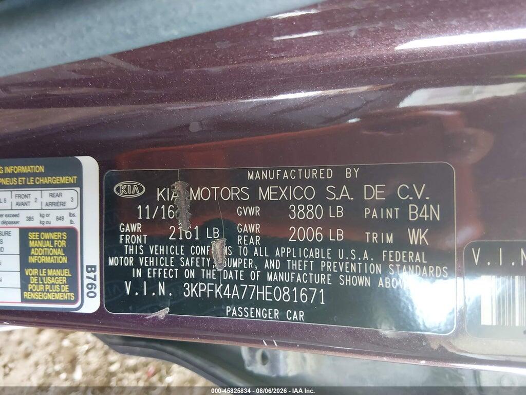 3KPFK4A77HE081671 2017 KIA FORTE photo no. 9