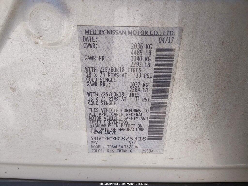 5N1AT2MTXHC825318 2017 NISSAN ROGUE photo no. 9