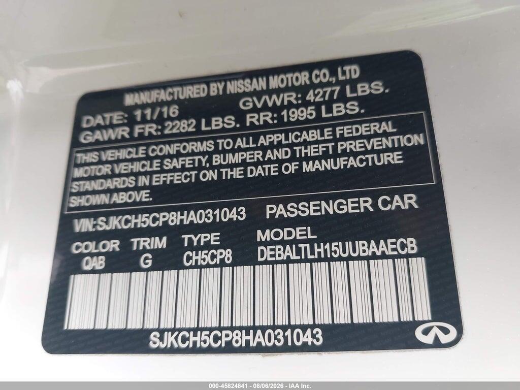 SJKCH5CP8HA031043 2017 INFINITI QX30 photo no. 9