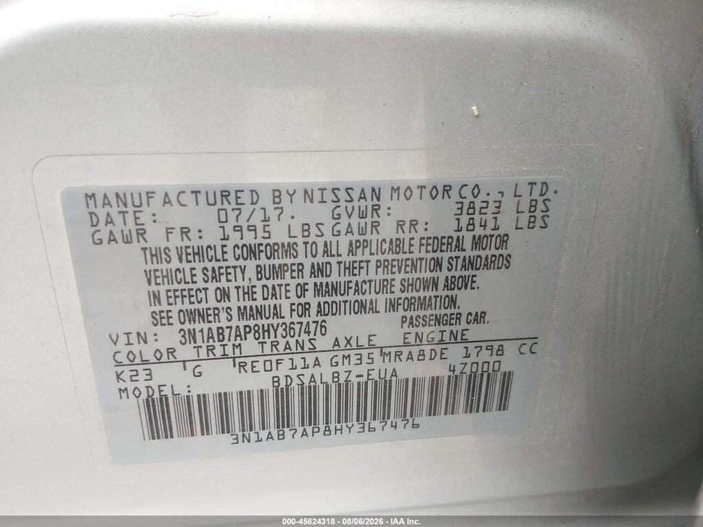 3N1AB7AP8HY367476 2017 NISSAN SENTRA photo no. 9