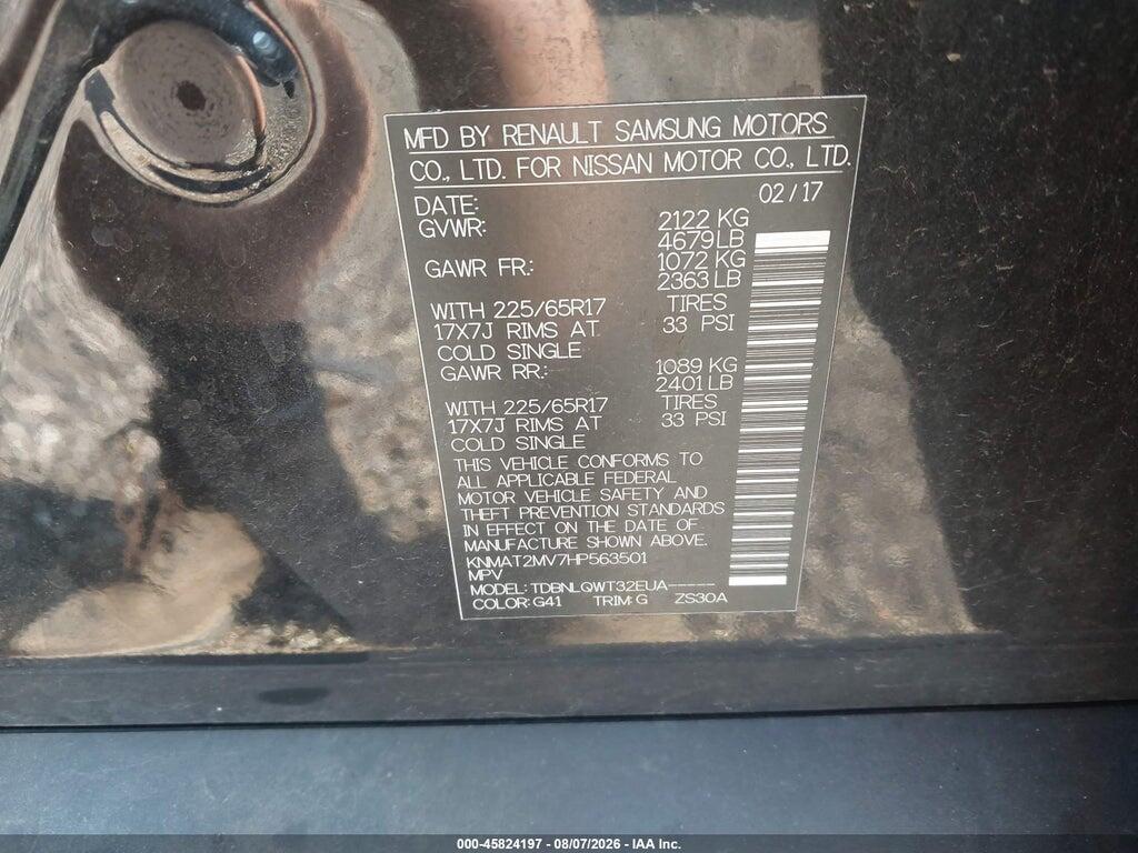 KNMAT2MV7HP563501 2017 NISSAN ROGUE photo no. 9