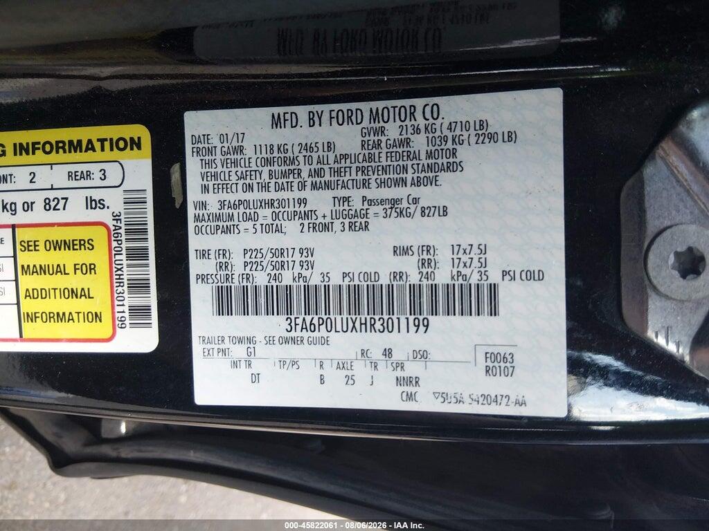 3FA6P0LUXHR301199 2017 FORD FUSION HYBRID photo no. 9