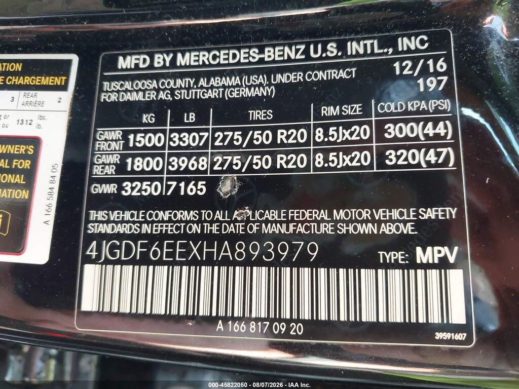 4JGDF6EEXHA893979 2017 MERCEDES-BENZ GLS 450 photo no. 9