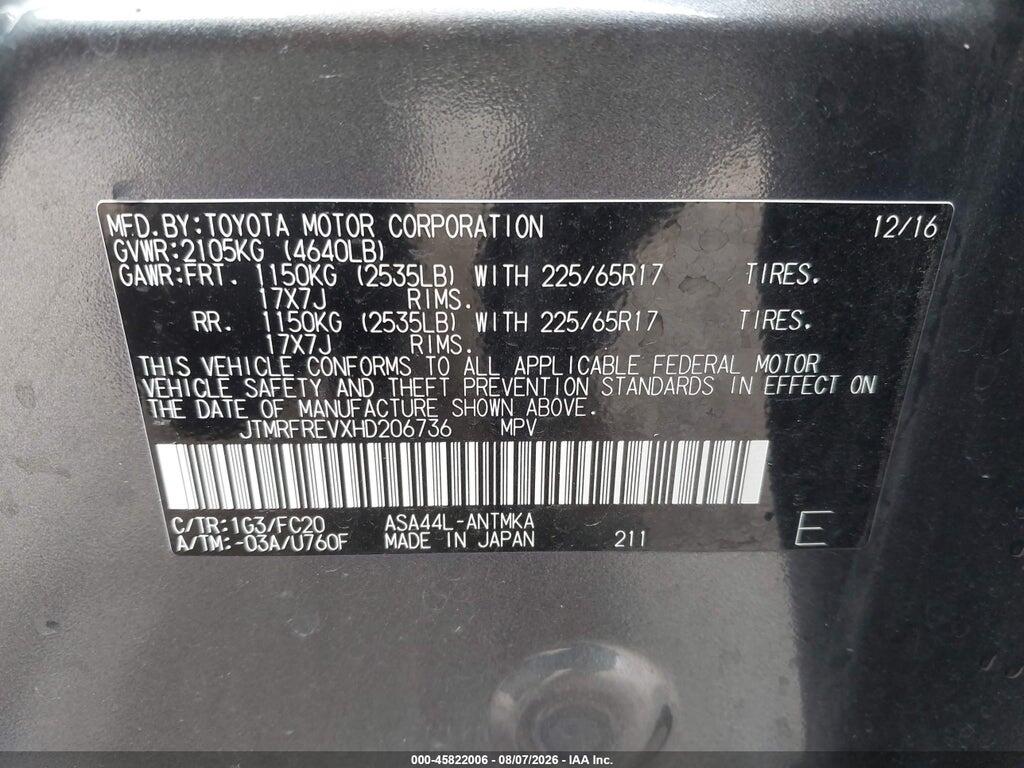 JTMRFREVXHD206736 2017 TOYOTA RAV4 photo no. 9