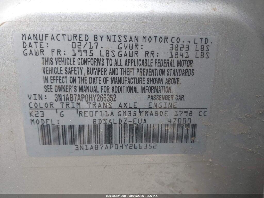 3N1AB7AP0HY266352 2017 NISSAN SENTRA photo no. 9