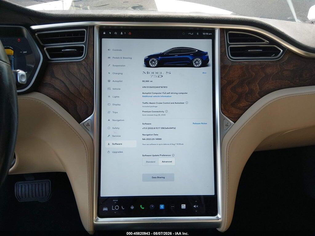 5YJSA1E24HF187813 2017 TESLA MODEL S photo no. 7