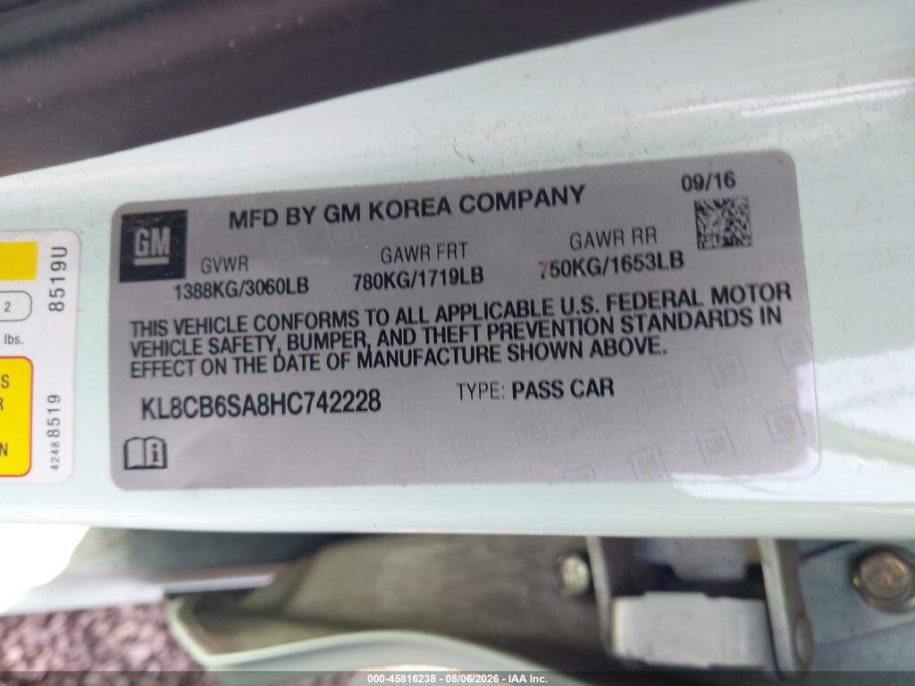 KL8CB6SA8HC742228 2017 CHEVROLET SPARK photo no. 9