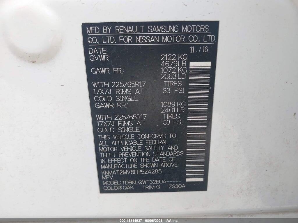 KNMAT2MV8HP524285 2017 NISSAN ROGUE photo no. 9