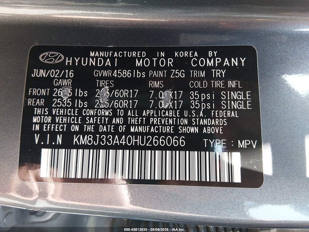 KM8J33A40HU266066 2017 HYUNDAI TUCSON photo no. 9