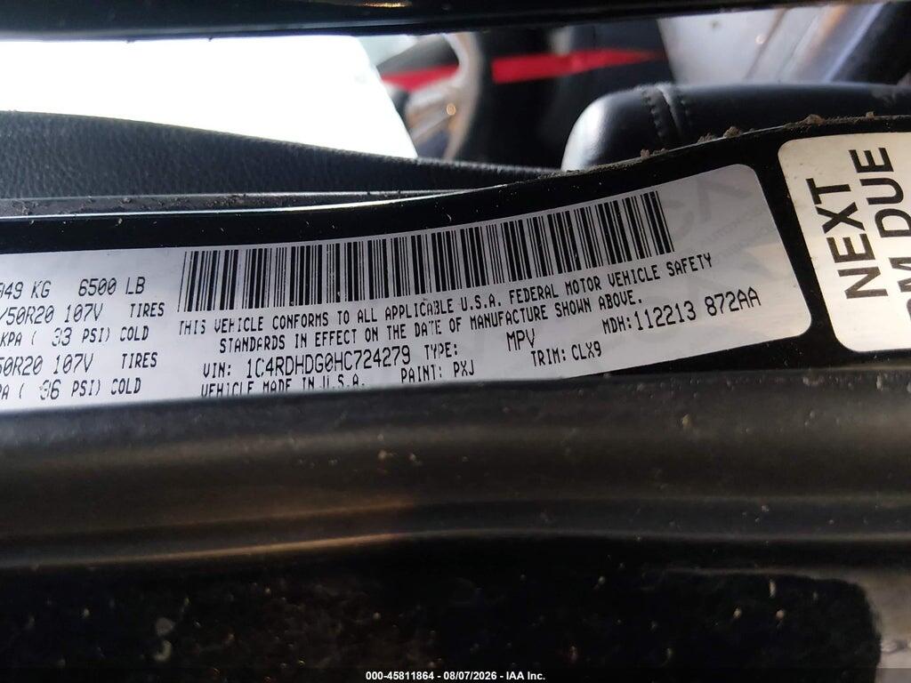 1C4RDHDG0HC724279 2017 DODGE DURANGO photo no. 9