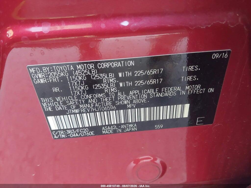 JTMWFREV7HJ106596 2017 TOYOTA RAV4 photo no. 9