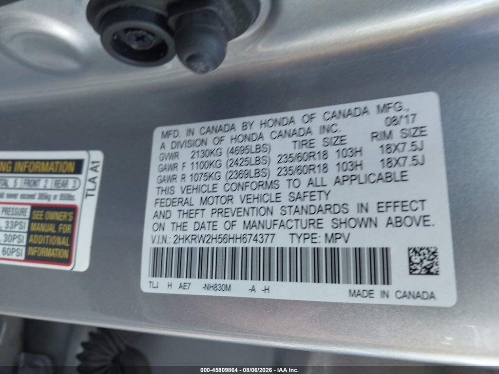 2HKRW2H56HH674377 2017 HONDA CR-V photo no. 9