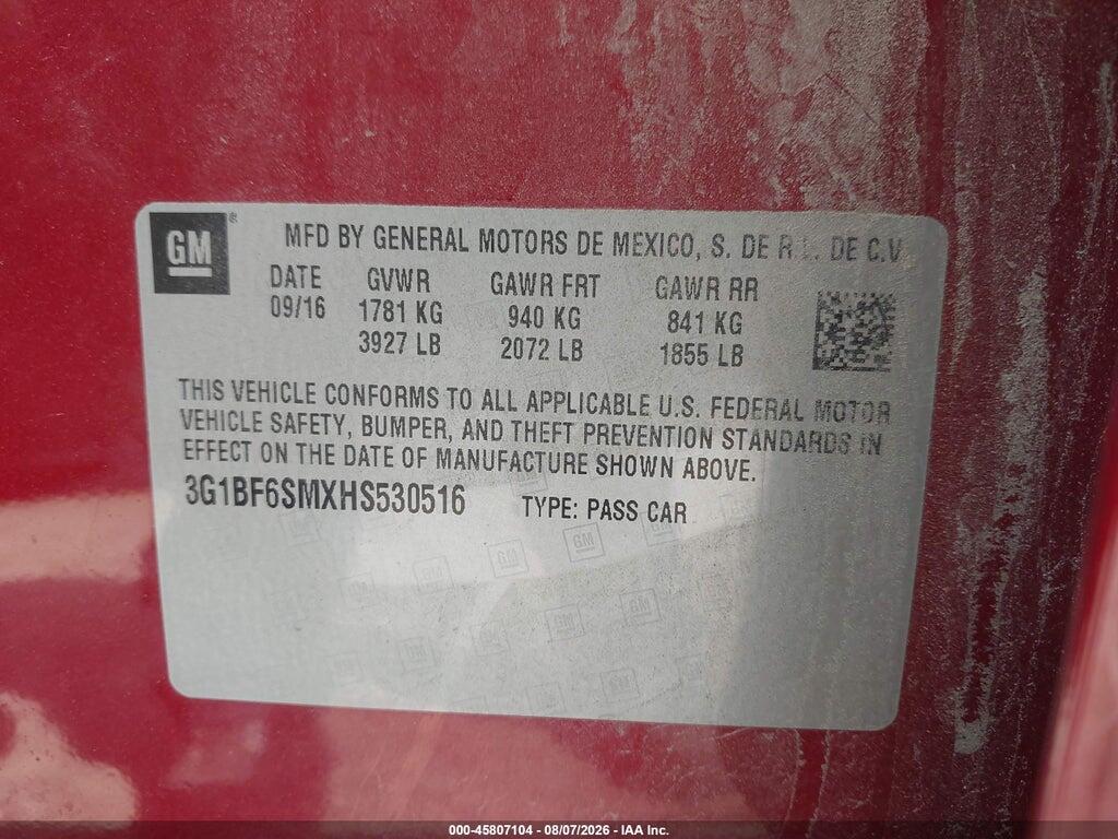 3G1BF6SMXHS530516 2017 CHEVROLET CRUZE photo no. 9