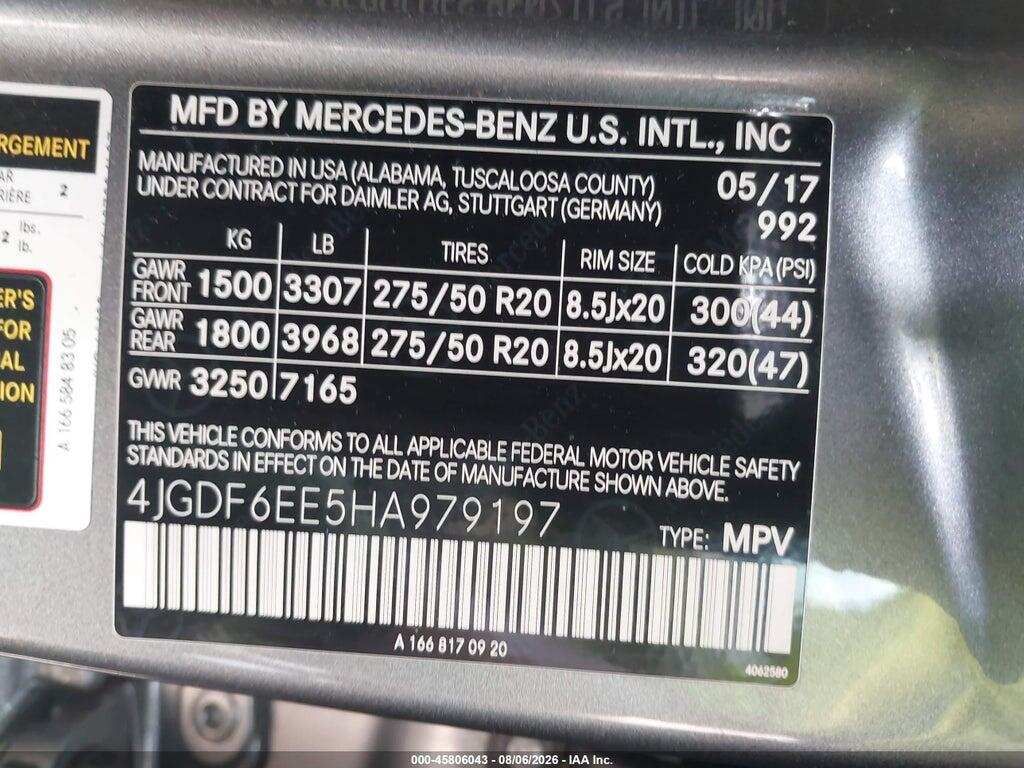 4JGDF6EE5HA979197 2017 MERCEDES-BENZ GLS 450 photo no. 9