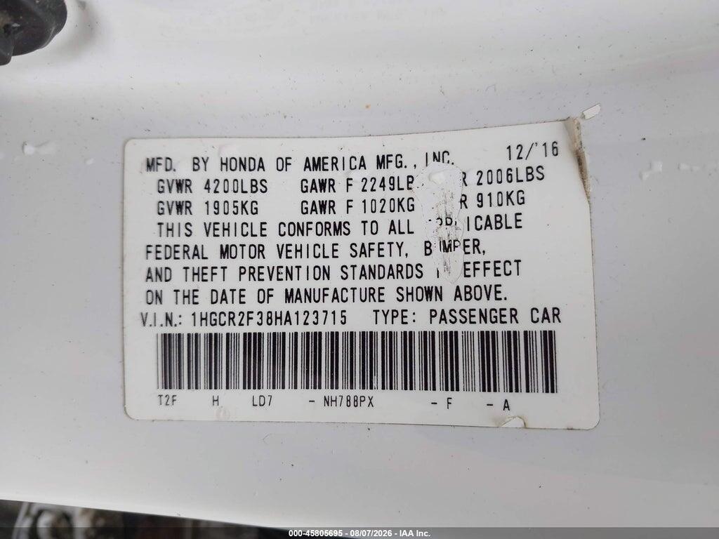 1HGCR2F38HA123715 2017 HONDA ACCORD photo no. 9